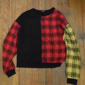 cut and sew plaid pull over